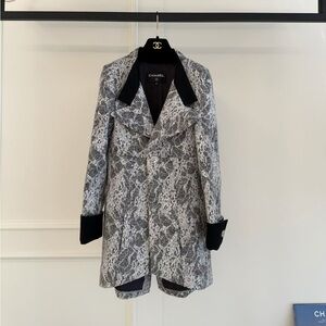 Authentic Chanel Black and Gray Trench Coat
